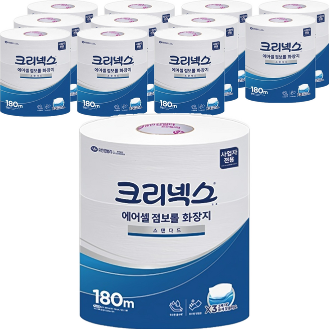 크리넥스 에어셀 1겹 점보롤 화장지, 180m, 1개, 12롤