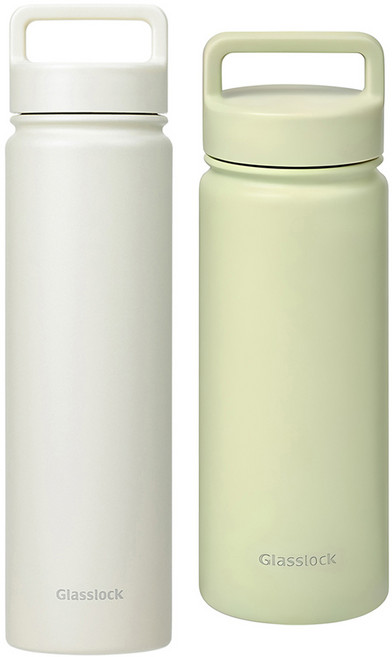 글라스락 스포티 핸들 텀블러 2p, 500ml(페일그린) + 700ml(베이지), 1세트