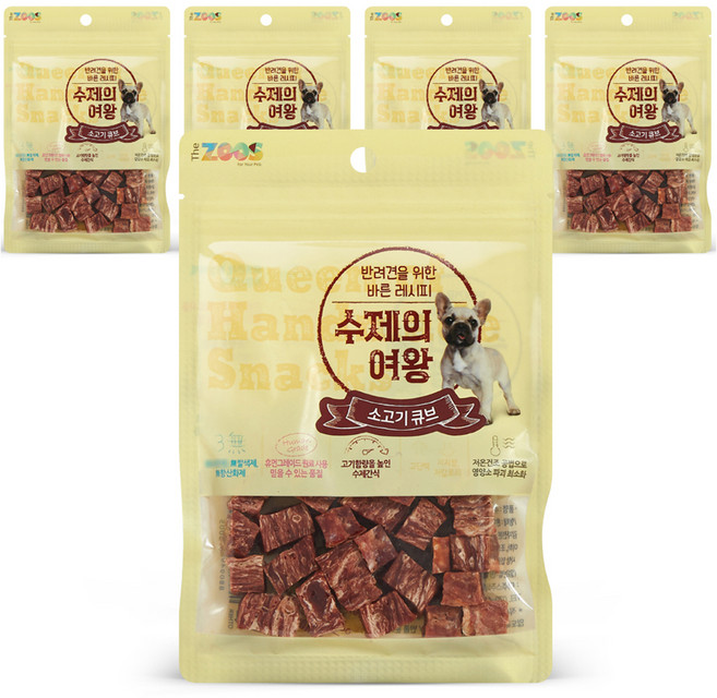 더주스 강아지 수제의여왕 육포, 소고기큐브, 70g, 5개