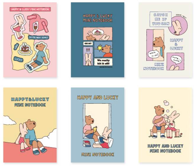 모노라이크 해피앤럭키 메모리즈 미니노트 B 6종 세트, 혼합색상, 1세트