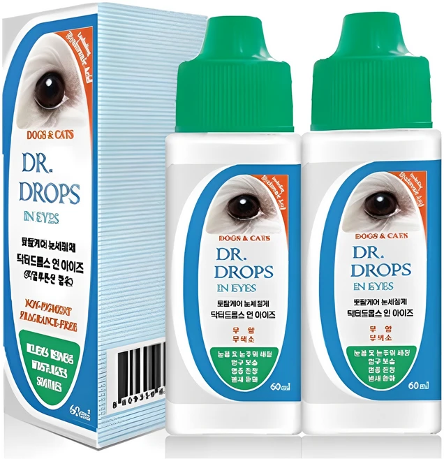 닥터드롭스 인 아이즈 반려동물 눈세정제, 60ml, 2개 - 쿠팡