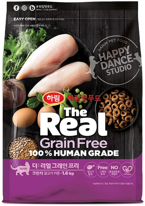 하림펫푸드 키튼 더리얼 캣 그레인프리 크런치 건식사료, 닭, 1.6kg, 1개 - 쿠팡