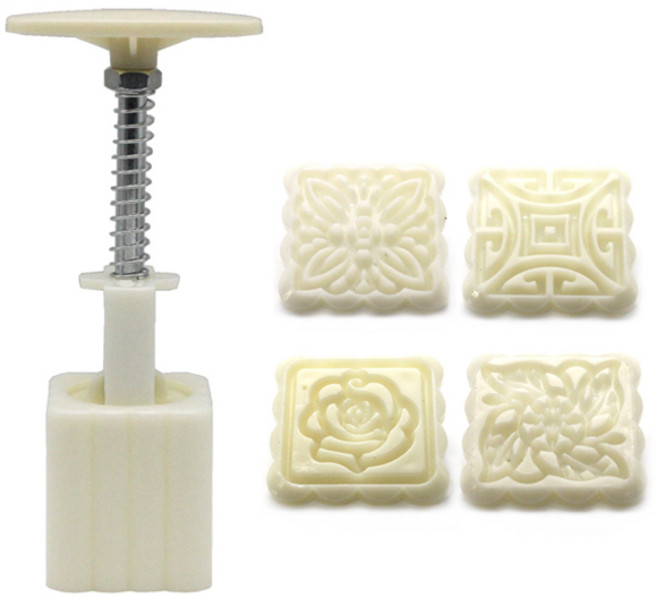 높이조절 월병틀 스탬프 + 사각 몰드 4종 세트, 1세트, 랜덤발송