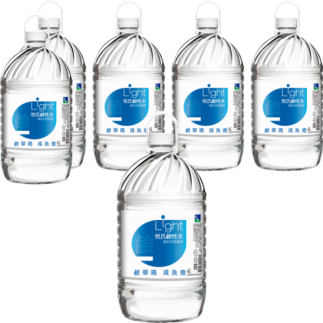 悅氏 Light 鹼性水, 6桶, 6L