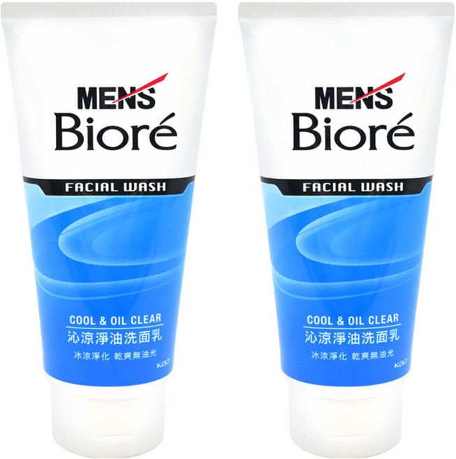 MEN's Biore 男性專用沁涼淨油洗面乳 沁涼淨化 乾爽無油光, 100g, 2條