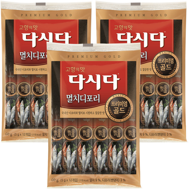 다시다 프리미엄골드 멸치디포리 12p, 60g, 3개