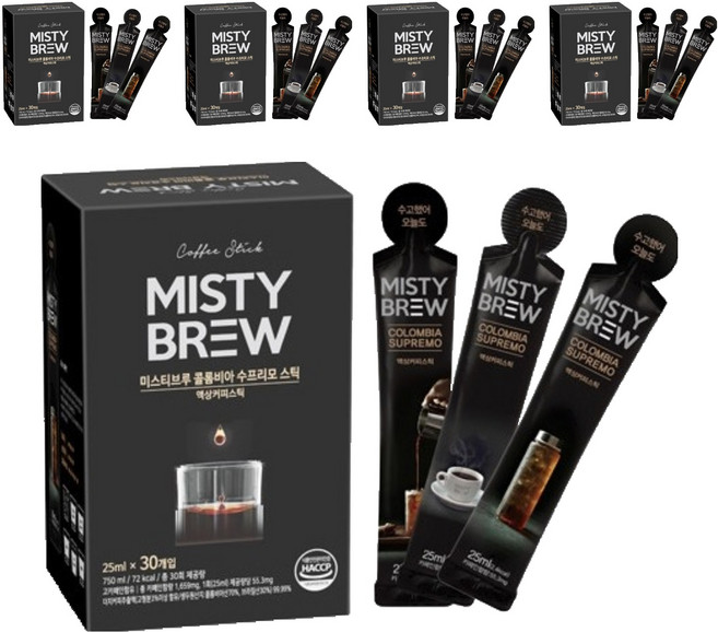 미스티브루 더치커피 콜롬비아 수프리모 액상스틱, 25ml, 30개입, 5개