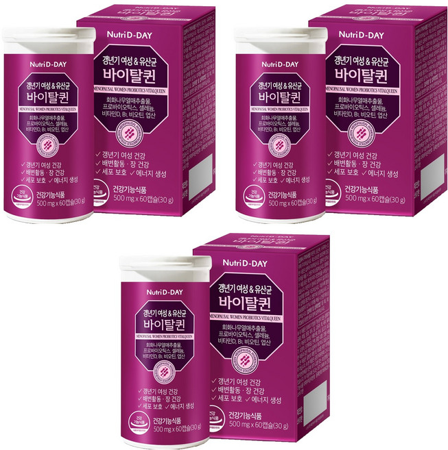 뉴트리디데이 갱년기 여성 유산균 바이탈퀸 60p, 60정, 3개