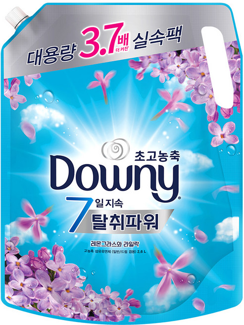 다우니 탈취파워 고농축 섬유유연제 레몬그라스와 라일락 리필, 2.6L, 1개