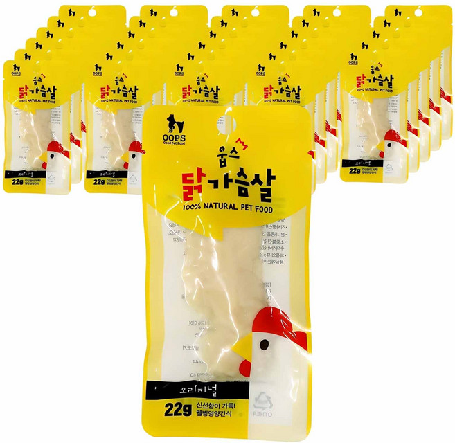 웁스 반려동물 닭가슴살 간식, 오리지널, 22g, 30개