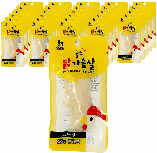 웁스 반려동물 닭가슴살 간식, 오리지널, 22g, 30개 - 쿠팡