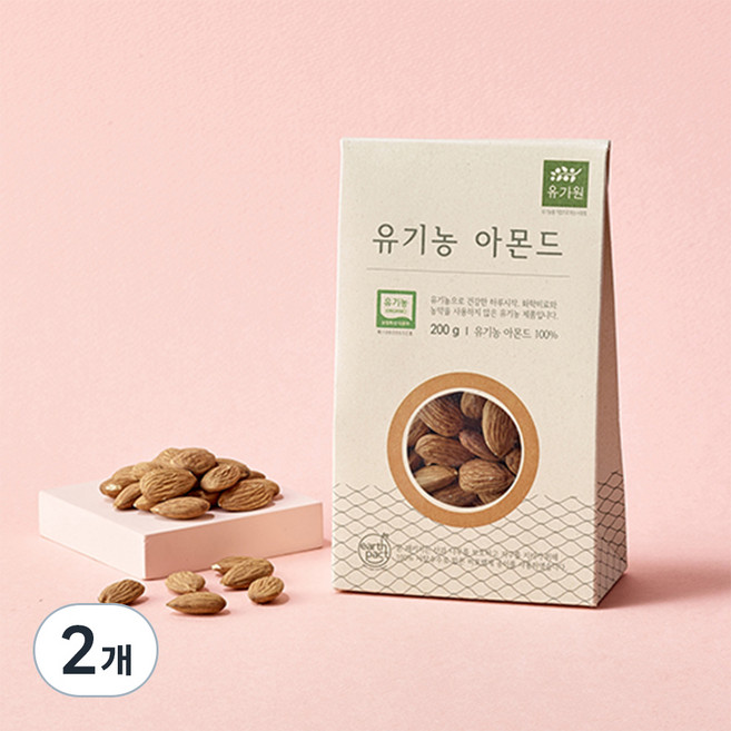 유가원 유기농 생아몬드, 200g, 2개