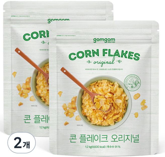 gomgom 오리지널 콘 플레이크, 1.2kg, 2개