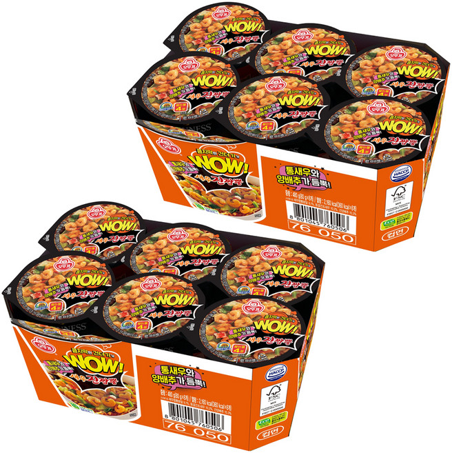오뚜기 와우 새우 진짬뽕 컵 80g, 12개