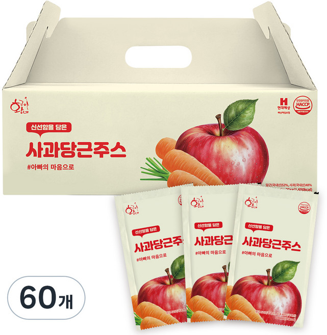 황금이네 사과 당근주스, 100ml, 60개