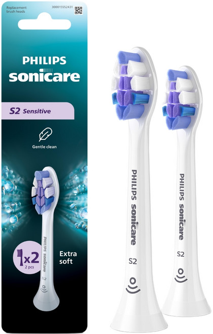 PHILIPS 飛利浦 sonicare S2 敏感專用 超細軟毛 牙刷刷頭 白色, HX6052/14, 2個