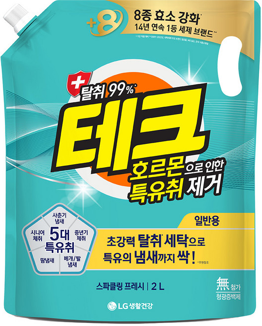 테크 호르몬으로 인한 특유취제거 액상세제 리필, 2L, 1개