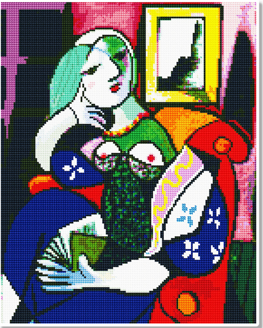 모모픽스페인팅 캔버스 액자 보석십자수 40 x 50 cm, 피카소 책을 든 여인(DH02), 1개