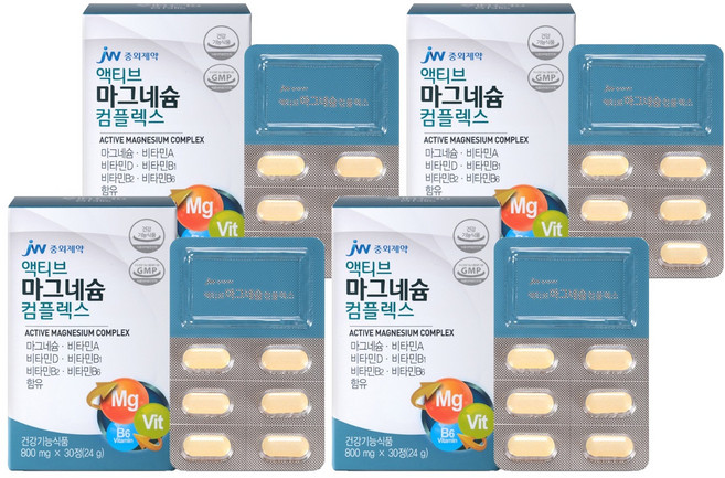 JW중외제약 액티브 마그네슘 컴플렉스, 30정, 4개