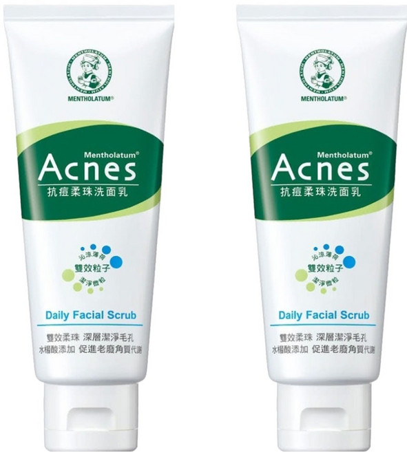 MENTHOLATUM 曼秀雷敦 台灣公司貨 Acnes 抗痘柔珠洗面乳, 2條, 100g