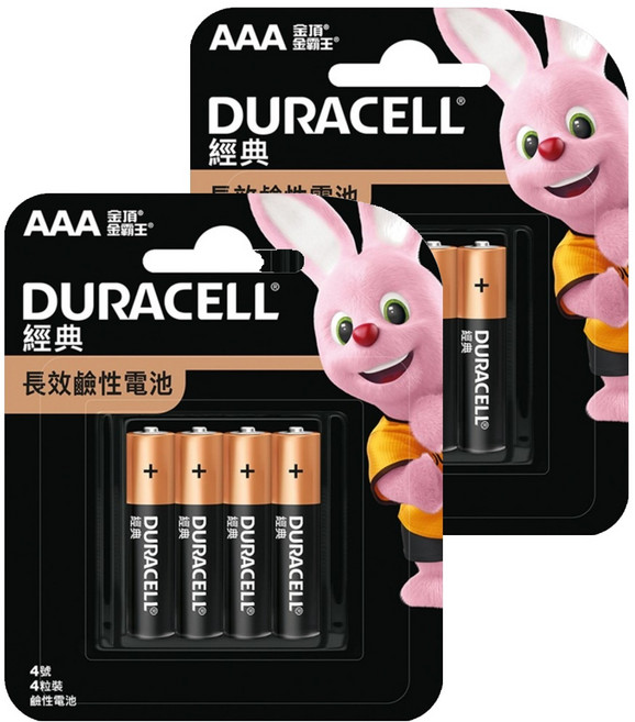 DURACELL 金頂 經典鹼性電池 4號, 4入, 2組