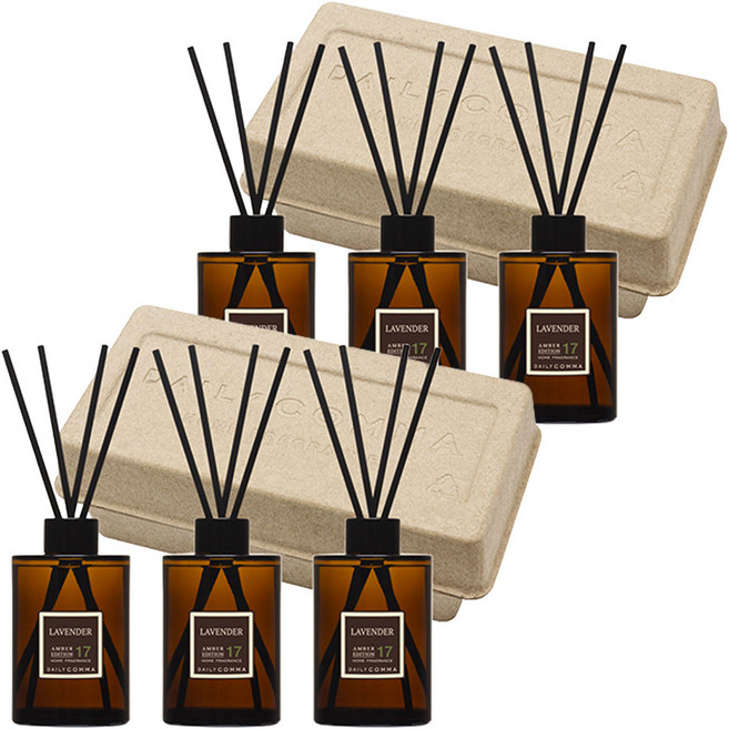 데일리콤마 엠버 에디션 디퓨저 200ml 3p + 블랙리드스틱 12p 세트, 라벤더, 2세트