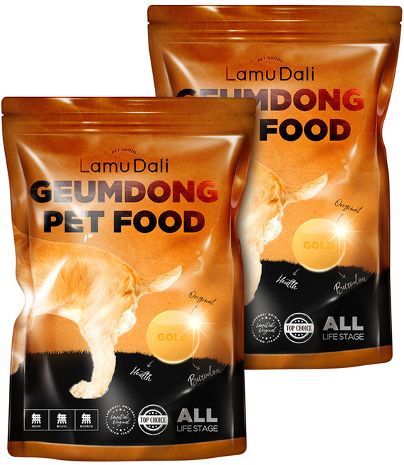 라무달리 전연령 강아지 금동 건식사료, 가수분해연어, 2kg, 2개