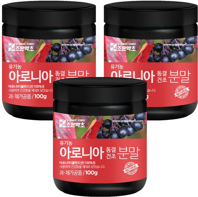 조은약초 아로니아 동결건조 분말, 3개, 100g