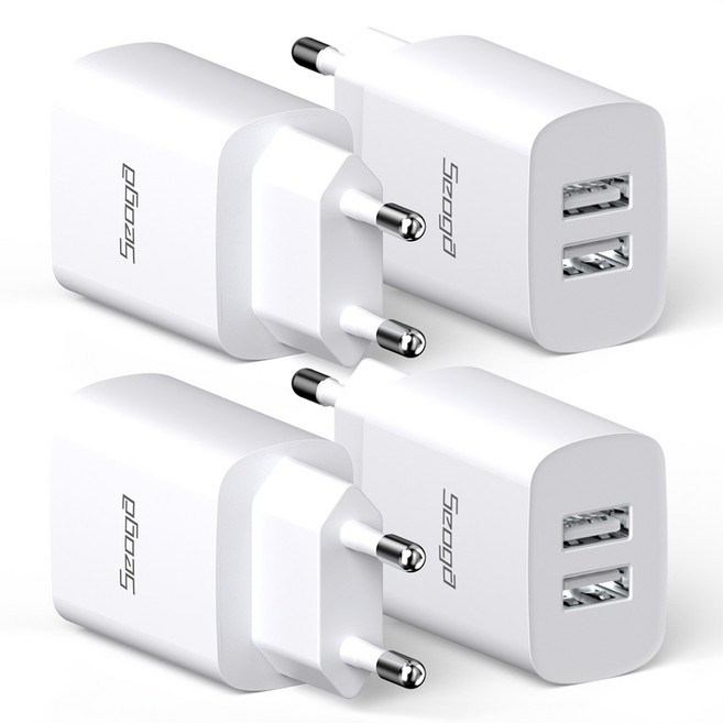 서가 USB 충전기 어댑터 10W 듀얼 2포트 멀티, 화이트, 4개