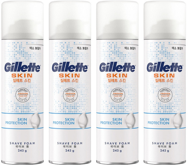 질레트 스킨텍 쉐이빙 폼, 245g, 4개