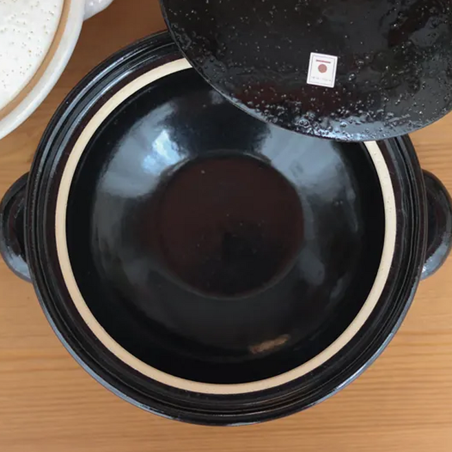 日本 tojikitonya 萬古燒 伊賀土鍋 六號 1-2人份 深 18.5 x 22 x 11.5cm 黑色, 22cm, 1個