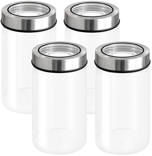 헬로키친 투명커버 원형 내열 유리병, 750ml, 4개