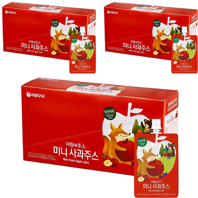 아침에주스 미니 사과 주스, 100ml, 30개