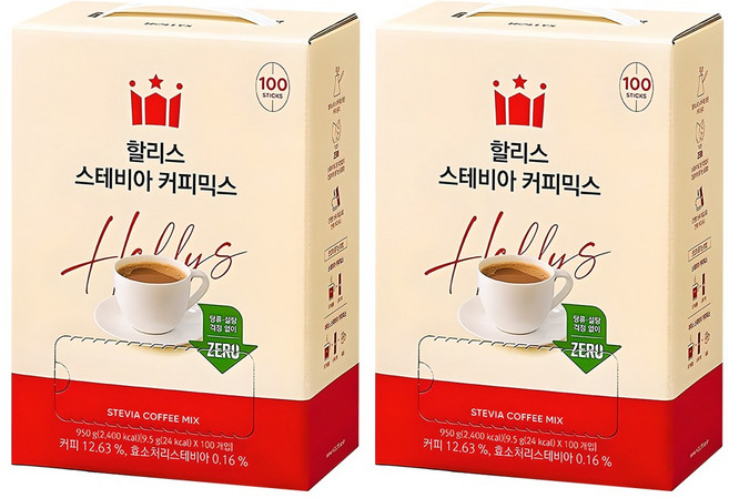 할리스 스테비아 커피믹스, 9.5g, 100개입, 2개