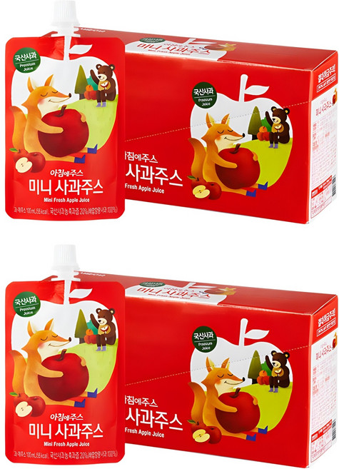아침에주스 미니 사과 주스, 100ml, 20개