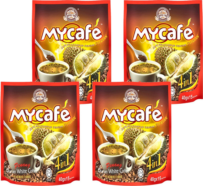 COFFEE TREE 咖啡樹 檳城白咖啡 四合一 榴槤風味, 40g, 15包, 4袋