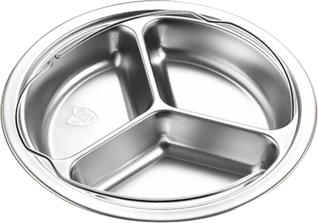 德利生活 304不鏽鋼手提蒸盤 外徑21.5cm 圓形三格, 19.5cm, 1個