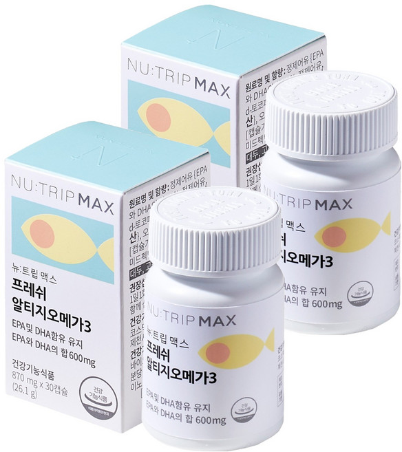 뉴트립 프레쉬 알티지오메가3 870 mg, 30정, 2개