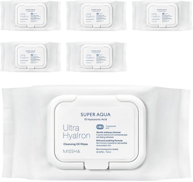 미샤 수퍼 아쿠아 울트라 히알론 클렌징 오일 티슈, 30매입, 6개