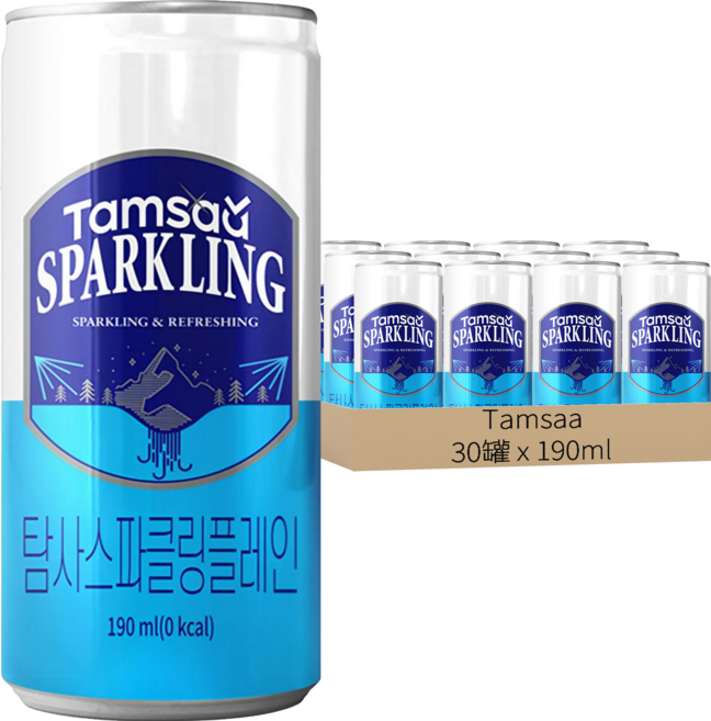 Tamsaa 原味氣泡水, 190ml, 30罐