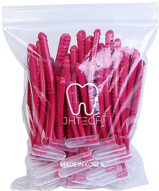 주현테크 스마일브러쉬 치간 칫솔 L형 SSSS 레드, 0.6mm, 50개입, 1개