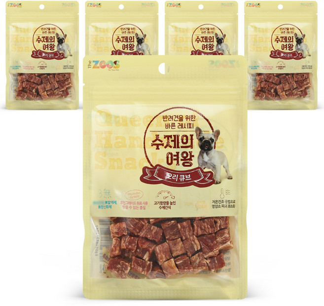 더주스 강아지 수제의여왕 건조간식, 오리큐브, 70g, 5개