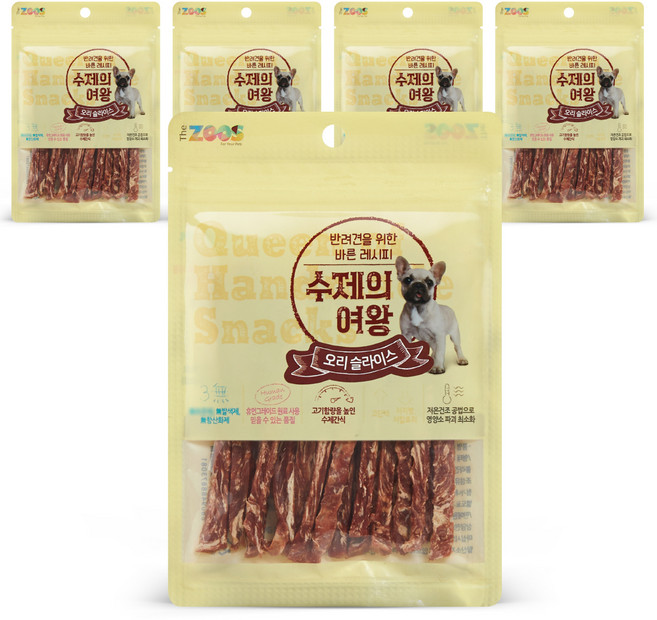 더주스 강아지 수제의여왕 건조간식, 오리슬라이스, 70g, 5개