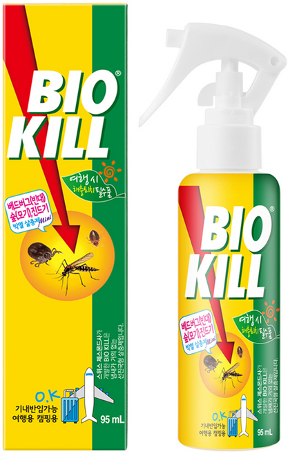 비오킬 휴대용 버그프리 미니 빈대 베드버그 여행용 살충제 95ml, 1개입, 1개