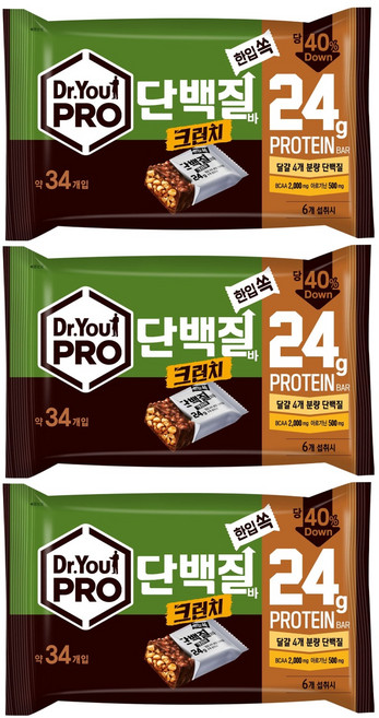 닥터유 프로단백질바 크런치 한입쏙, 420g, 3개