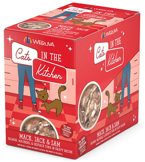 웨루바 캣츠인더키친 맥 잭 앤 샘 주식파우치, 연어, 85g, 12개