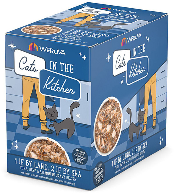 웨루바 캣츠인더키친 원 이프 바이랜드 투 이프 바이 씨 주식파우치, 소+참치, 85g, 12개