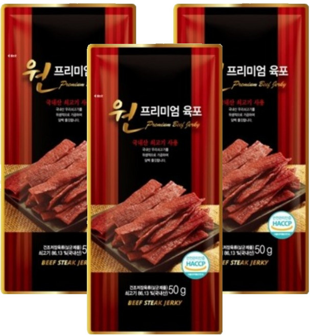원프리미엄 육포, 50g, 3개