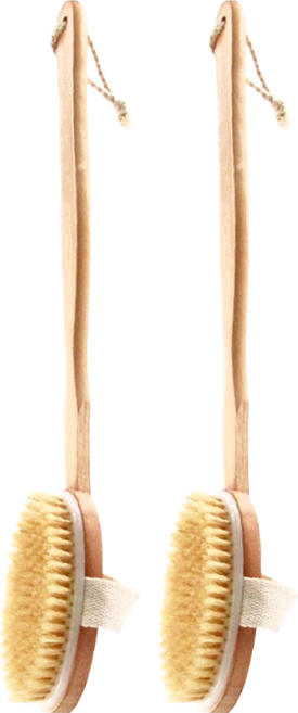 AHOYE 木質刷頭可拆兩用按摩沐浴刷, 木頭色, 2支, 1入