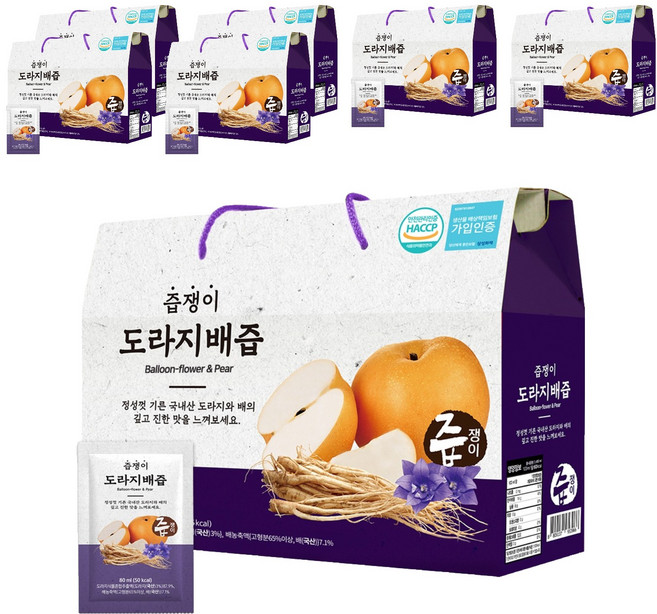 즙쟁이 도라지 배즙, 2.4L, 7개